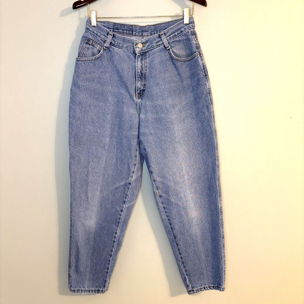 Vintage 90s Gitano High Rise Faded Blue Denim Tapered 12 Short Mom Jeans